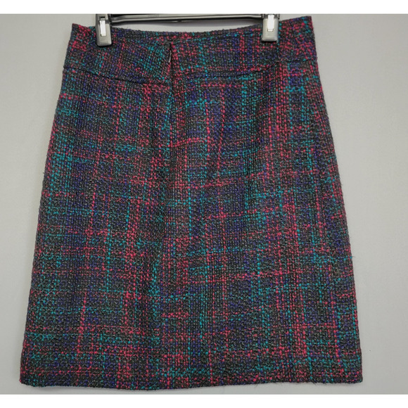 Talbots Tweed Pencil Skirt Womens 10 Petites Blue Wool Blend Lined Zipper Career - Picture 6 of 9